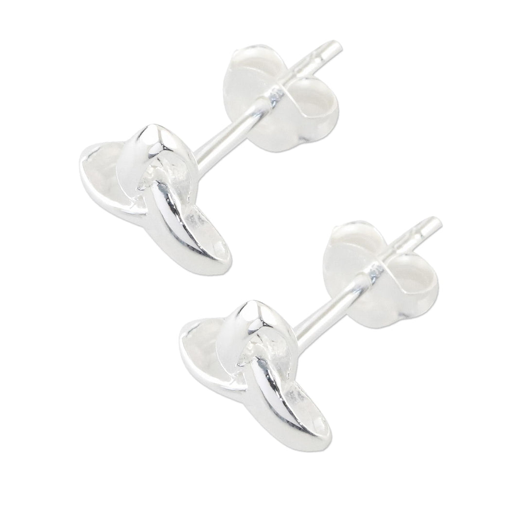 Handcrafted Sterling Silver Stud Earrings from Thailand - Silver Trinity