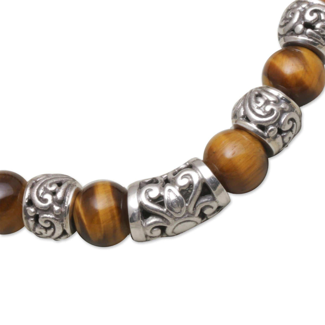Tiger's Eye Beaded Stretch Bracelet from Bali - Earthen Temple
