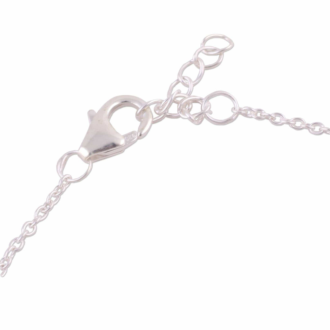 Rose Quartz and 925 Silver Pendant Bracelet - Elegant Prism