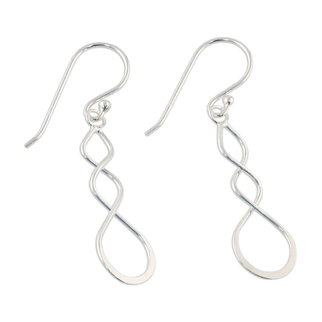 Sterling Silver Twisting Dangle Earrings from Thailand - Droplet Twist