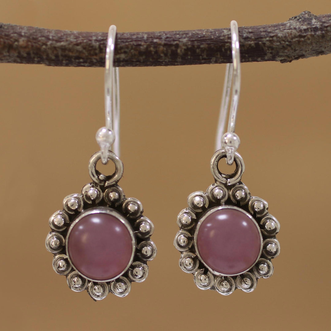 Pink Chalcedony and Sterling Silver Floral Dangle Earrings - Pink Appeal