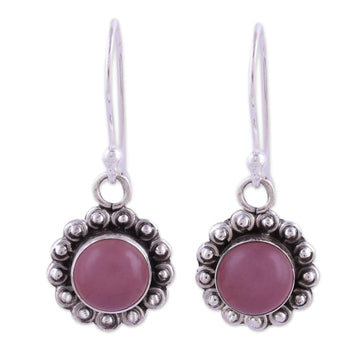 Pink Chalcedony and Sterling Silver Floral Dangle Earrings - Pink Appeal
