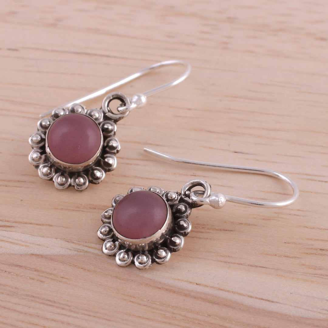 Pink Chalcedony and Sterling Silver Floral Dangle Earrings - Pink Appeal