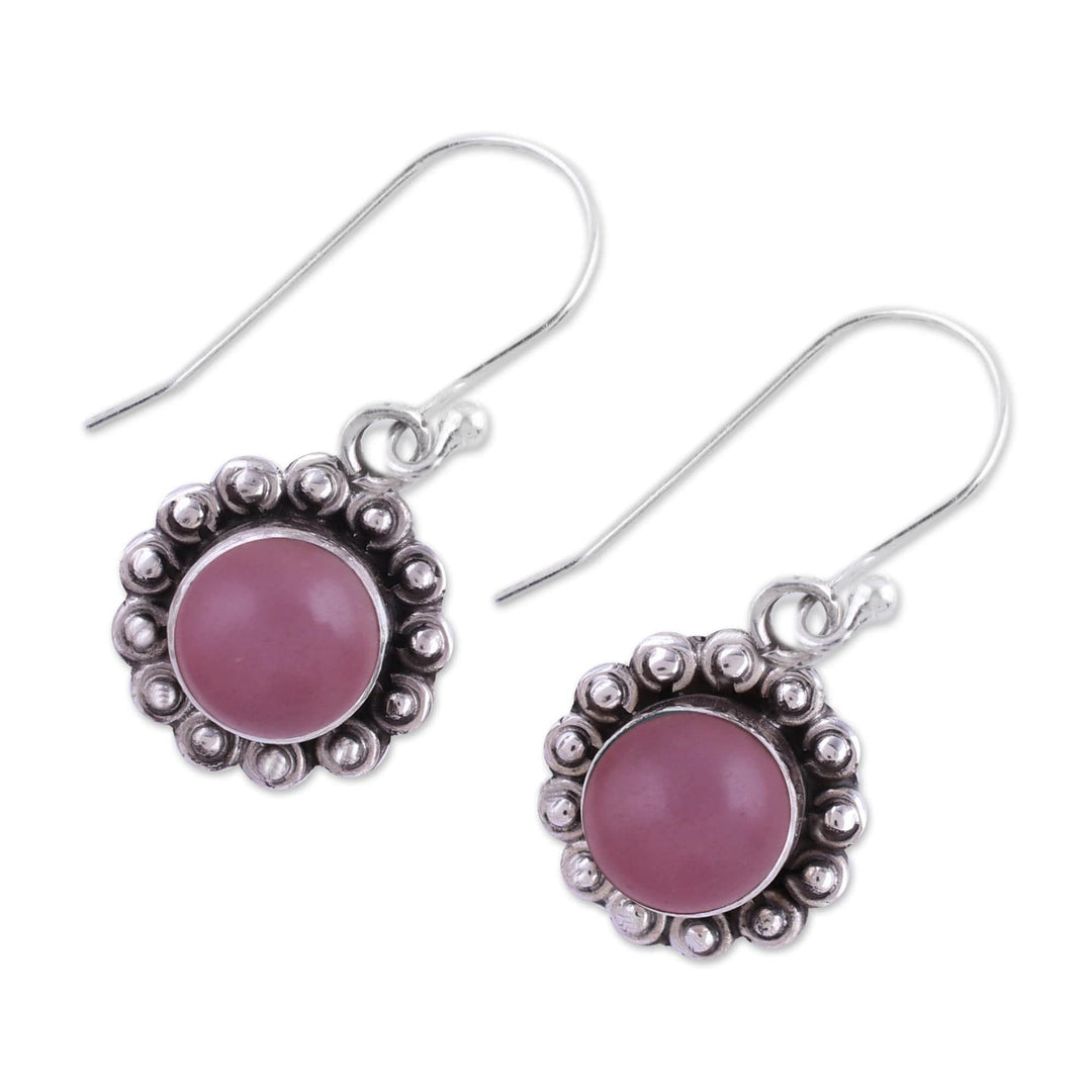 Pink Chalcedony and Sterling Silver Floral Dangle Earrings - Pink Appeal