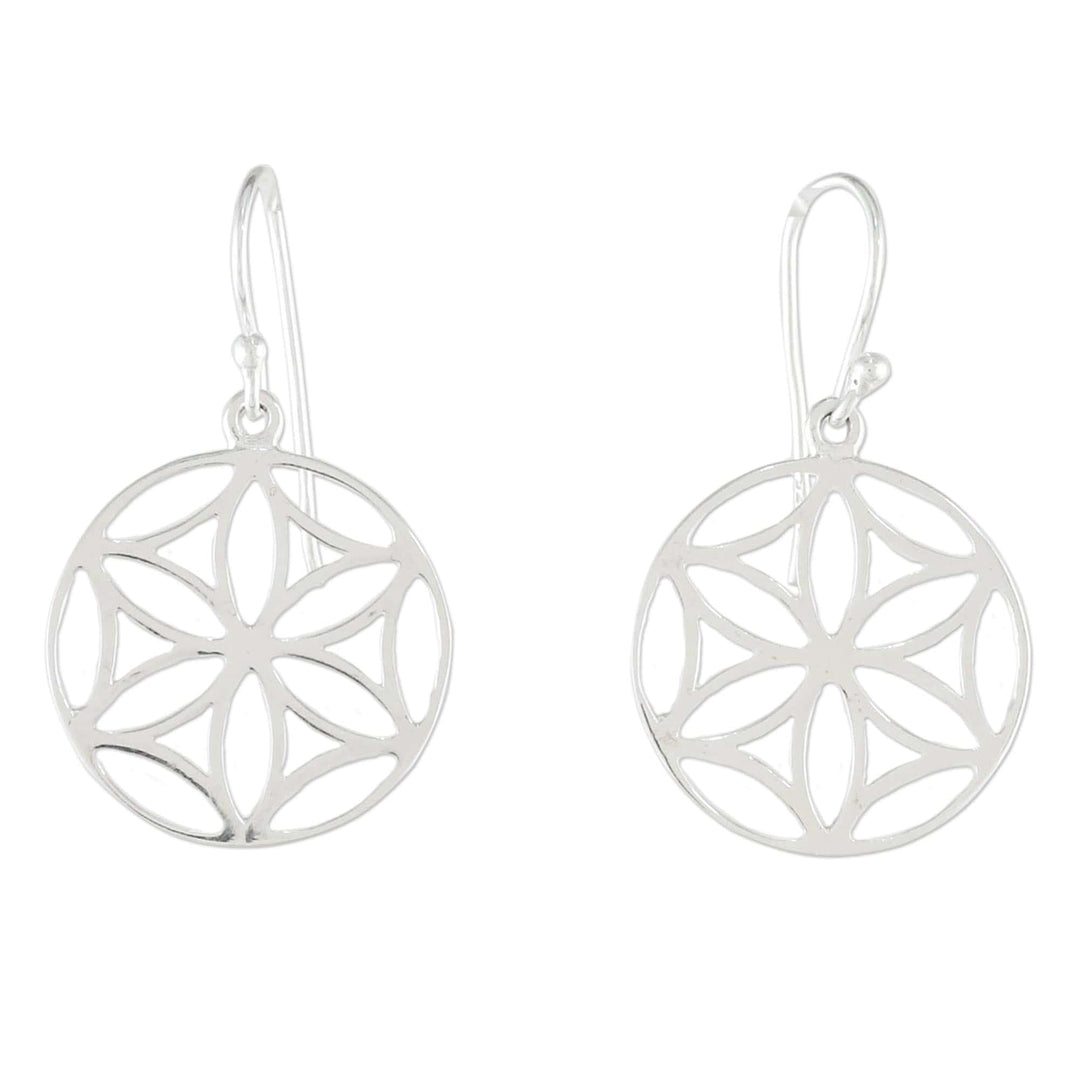 Sterling Silver Floral Dangle Earrings from Thailand - Inner Blossoms