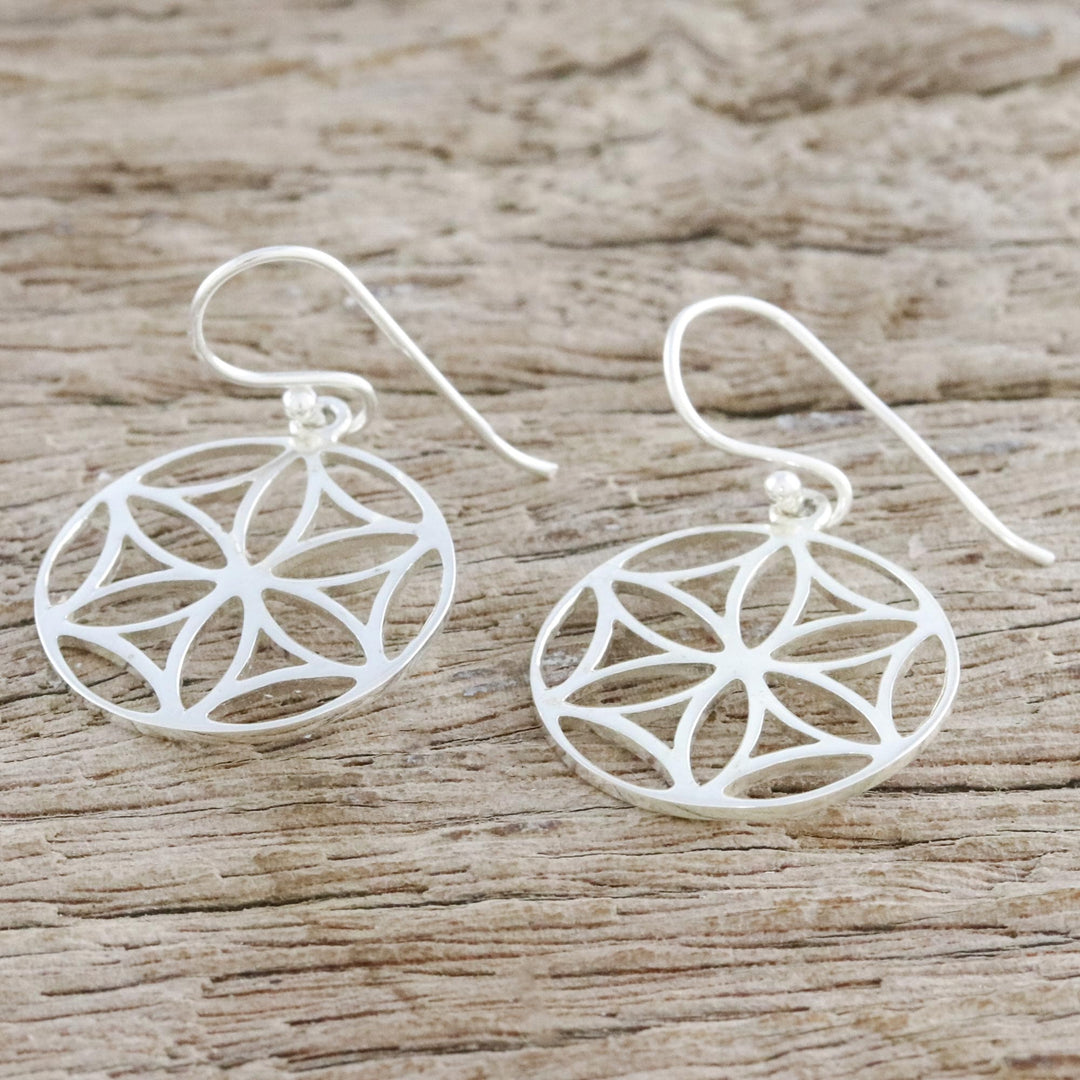 Sterling Silver Floral Dangle Earrings from Thailand - Inner Blossoms