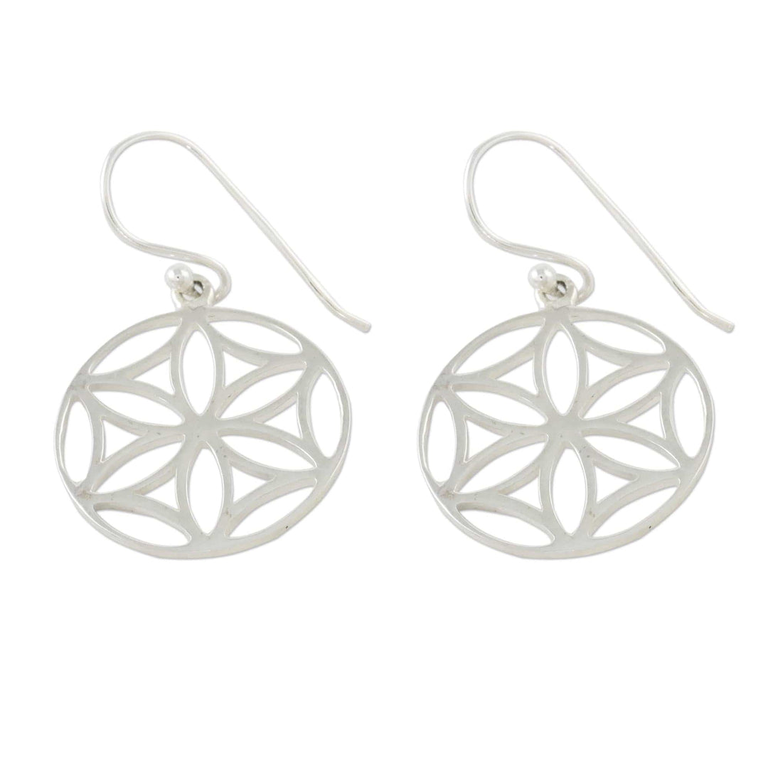 Sterling Silver Floral Dangle Earrings from Thailand - Inner Blossoms