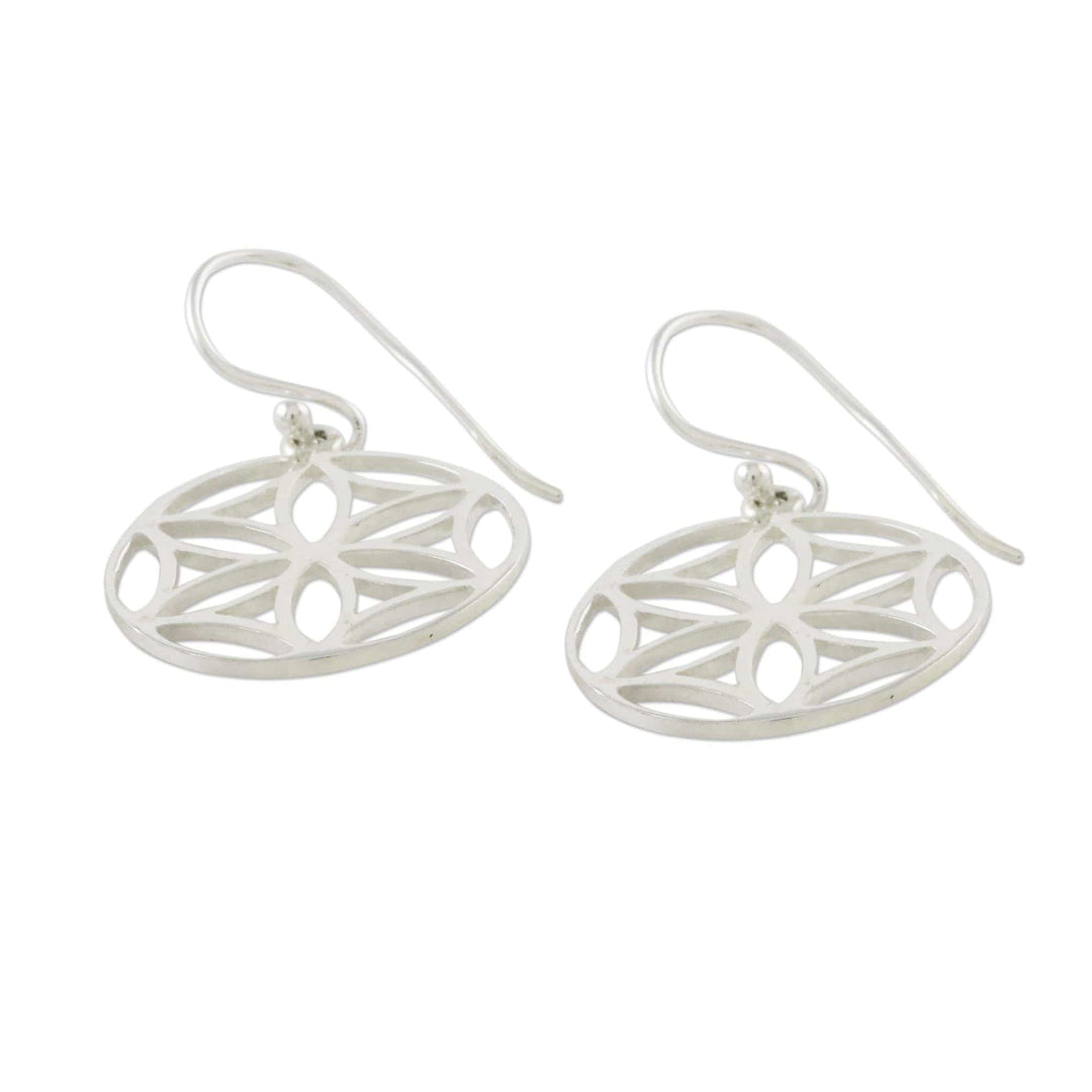 Sterling Silver Floral Dangle Earrings from Thailand - Inner Blossoms