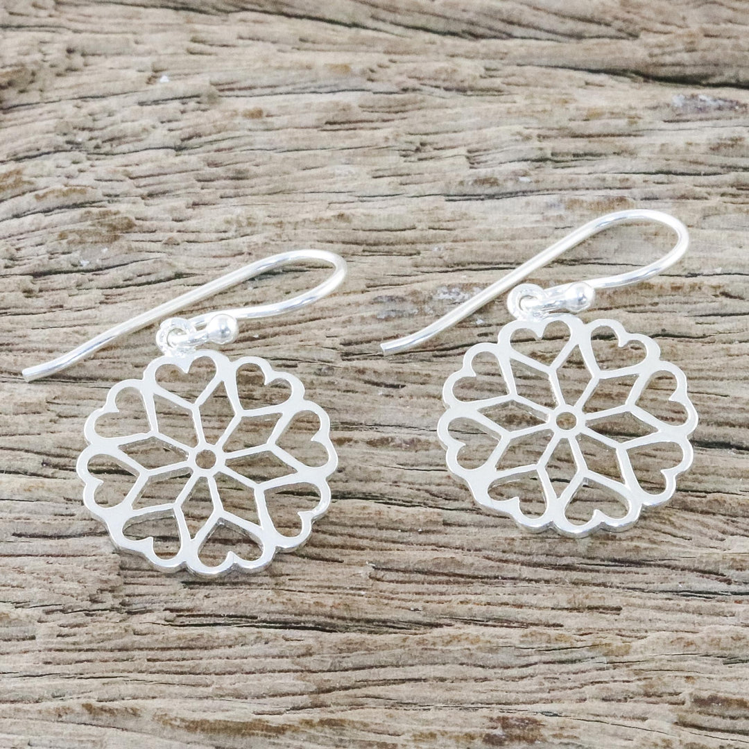 Sterling Silver Hearts Dangle Earrings from Thailand - Frozen Hearts