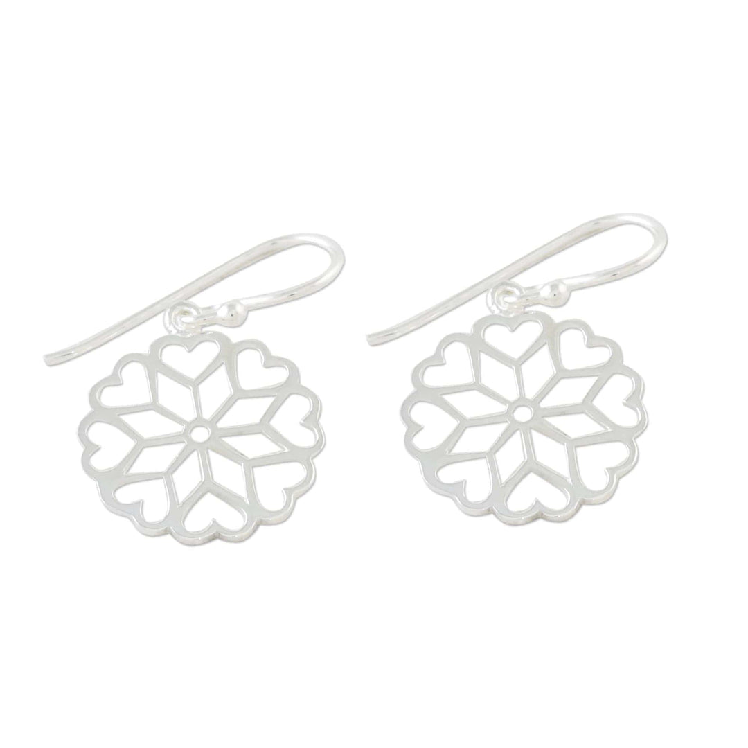 Sterling Silver Hearts Dangle Earrings from Thailand - Frozen Hearts