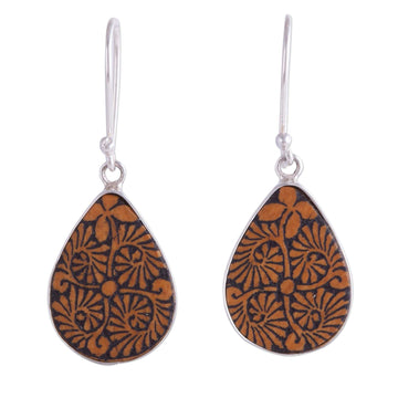 Sterling Silver and Pumpkin Shell Floral Earrings - Enchanting Flowers