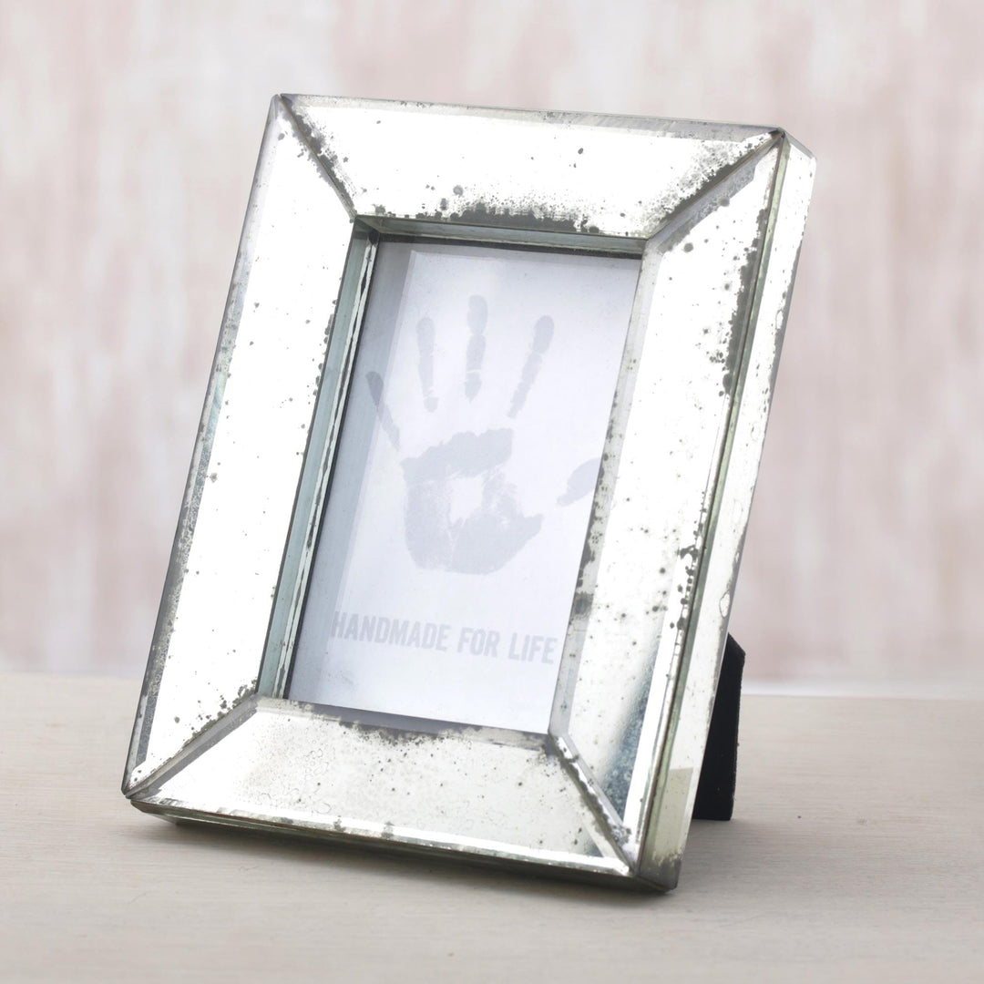 Rustic Mirrored Glass Photo Frame (4x6) from Bali - Kaliurang Memories