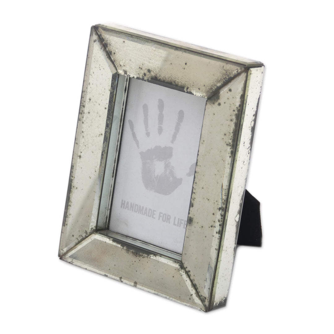 Rustic Mirrored Glass Photo Frame (4x6) from Bali - Kaliurang Memories