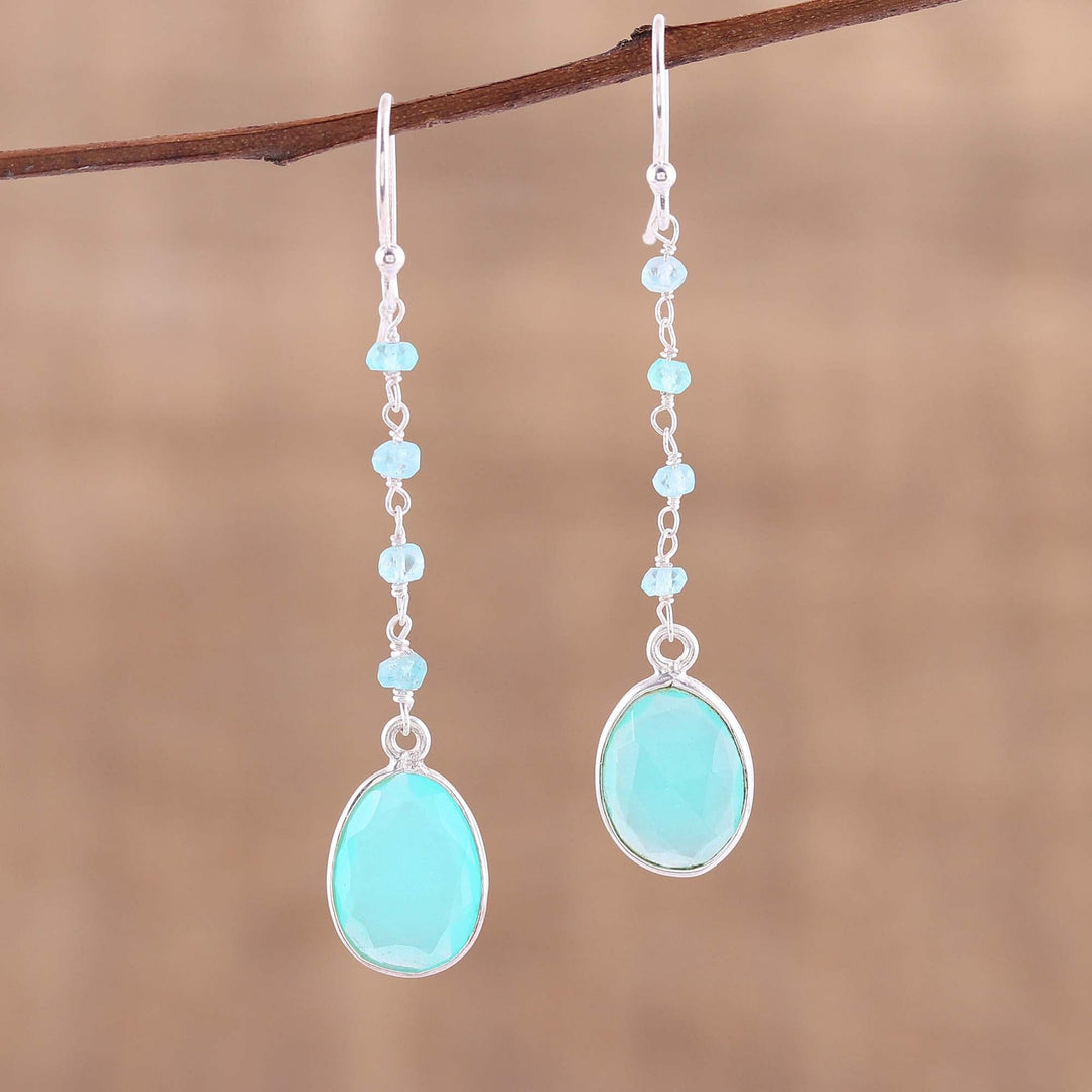 Chalcedony Multi-Stone Dangle Earrings - Raining Drops