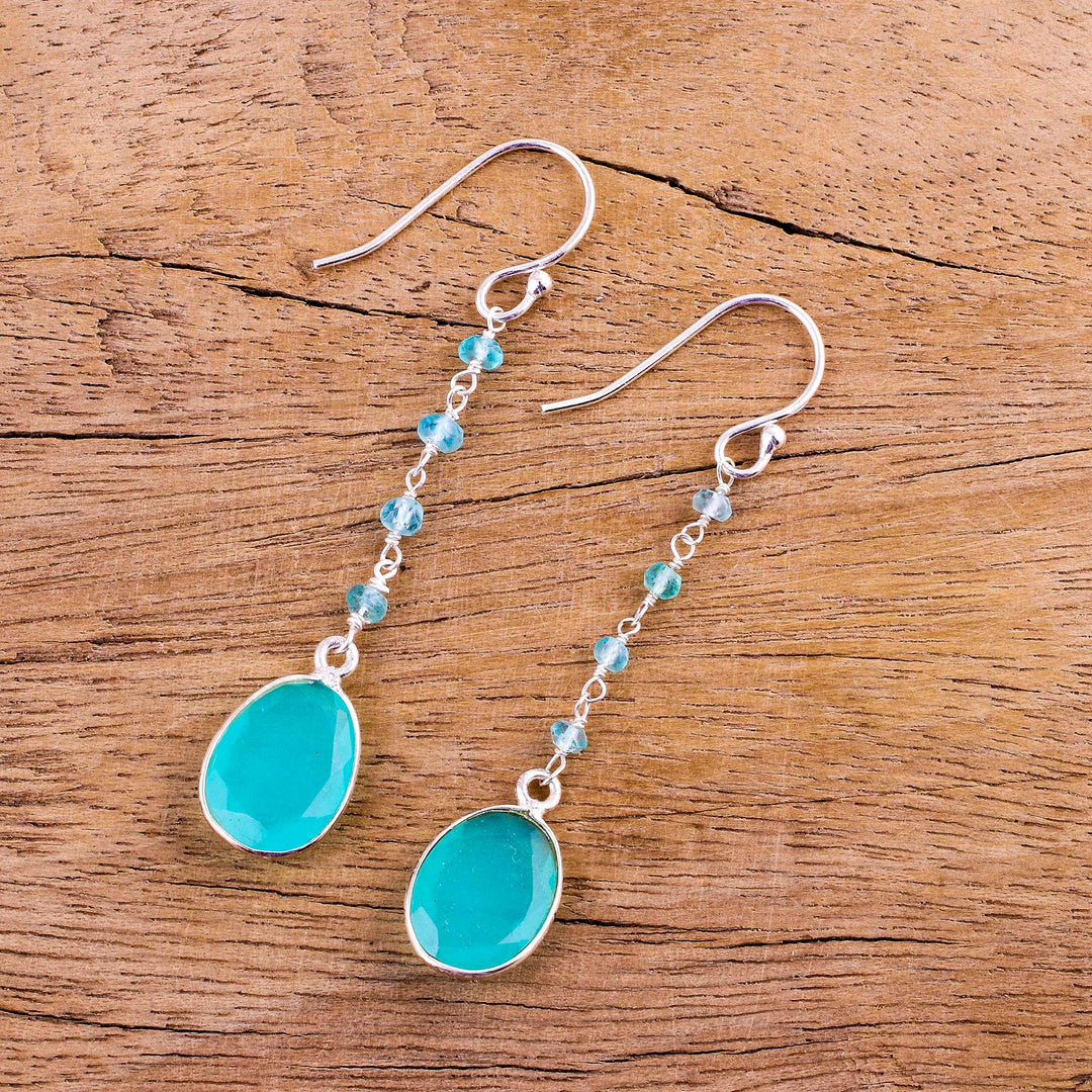 Chalcedony Multi-Stone Dangle Earrings - Raining Drops