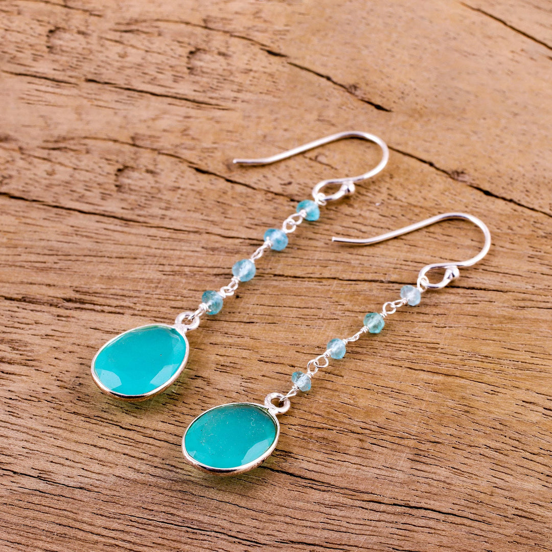 Chalcedony Multi-Stone Dangle Earrings - Raining Drops
