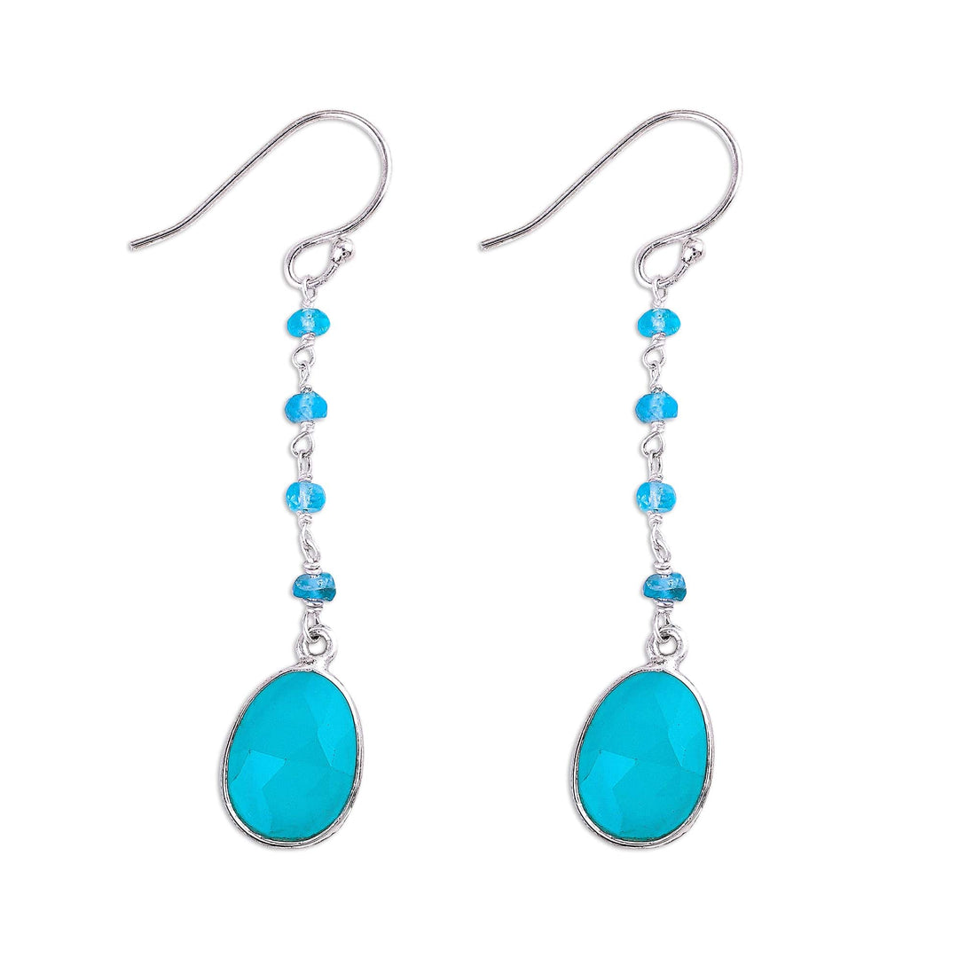 Chalcedony Multi-Stone Dangle Earrings - Raining Drops