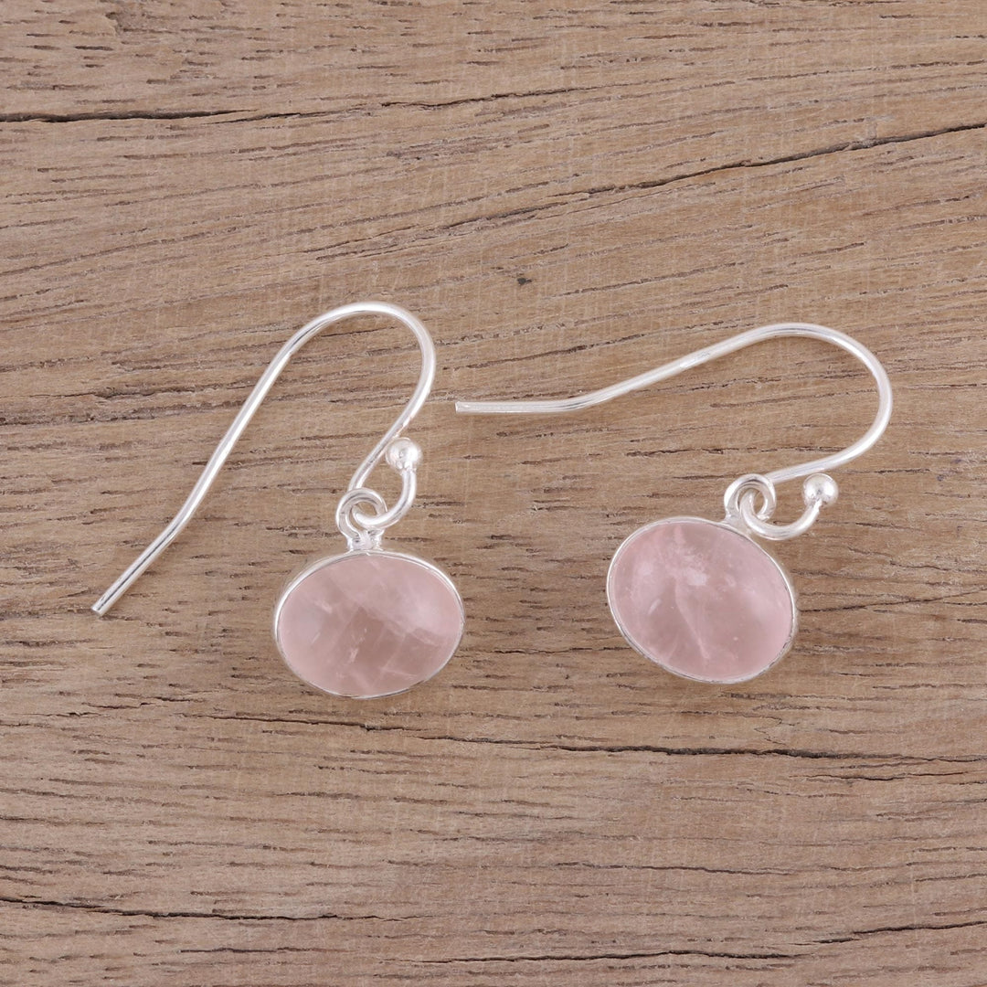 Dangle Earrings with Sterling Silver and Rose Quartz - Pink Aurora
