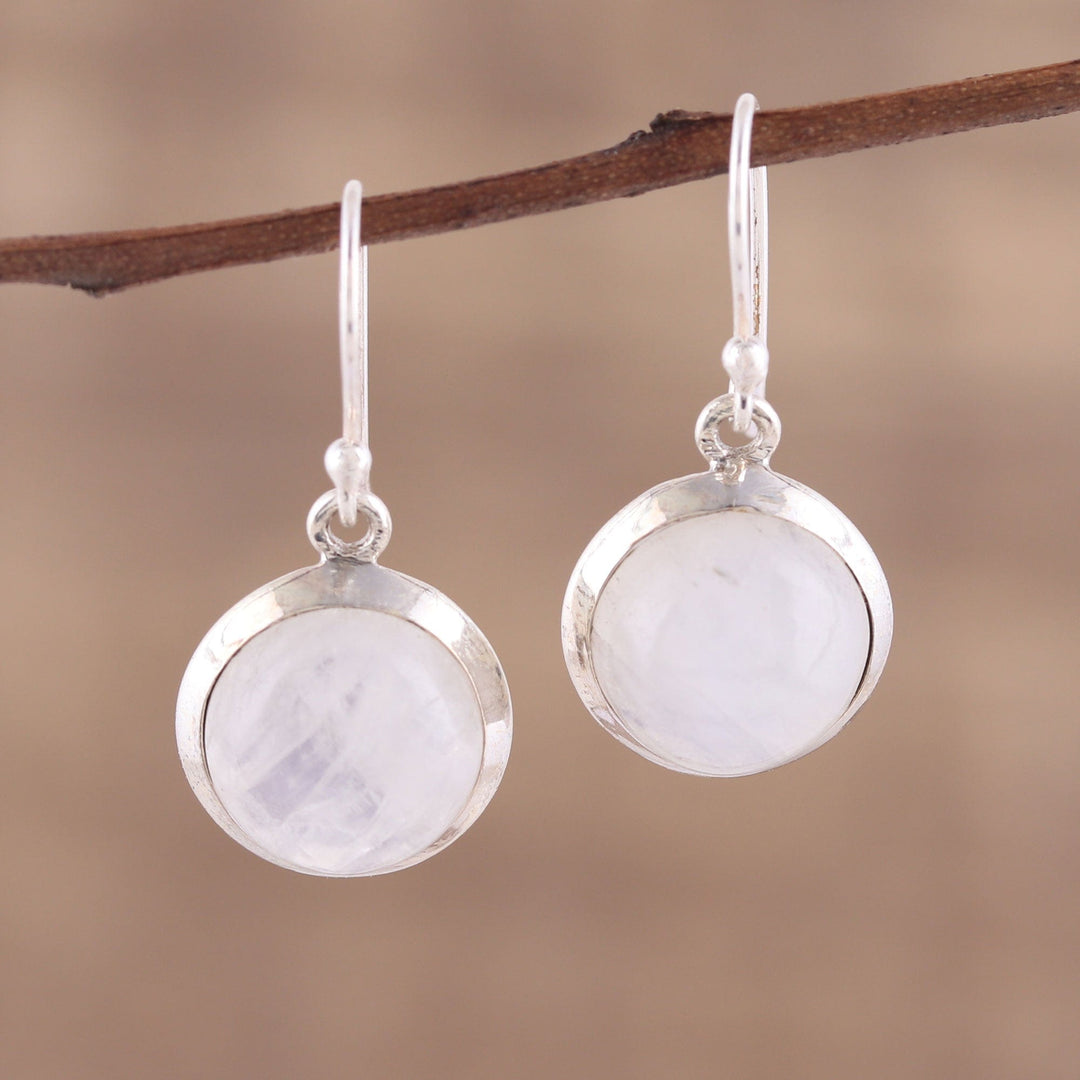 Rainbow Moonstone and Sterling Silver Dangle Earrings - Celestial Promise
