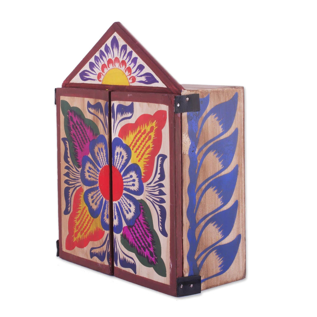 Handcrafted Wood and Plaster Nativity Retablo from Peru - Sacred Nativity
