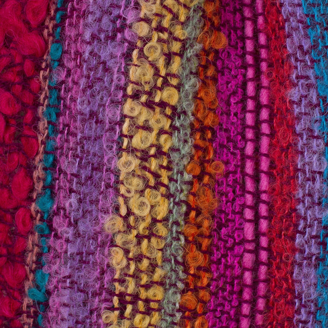 Baby Alpaca Blend Hand Woven Colorful Striped Scarf - Draped with Color