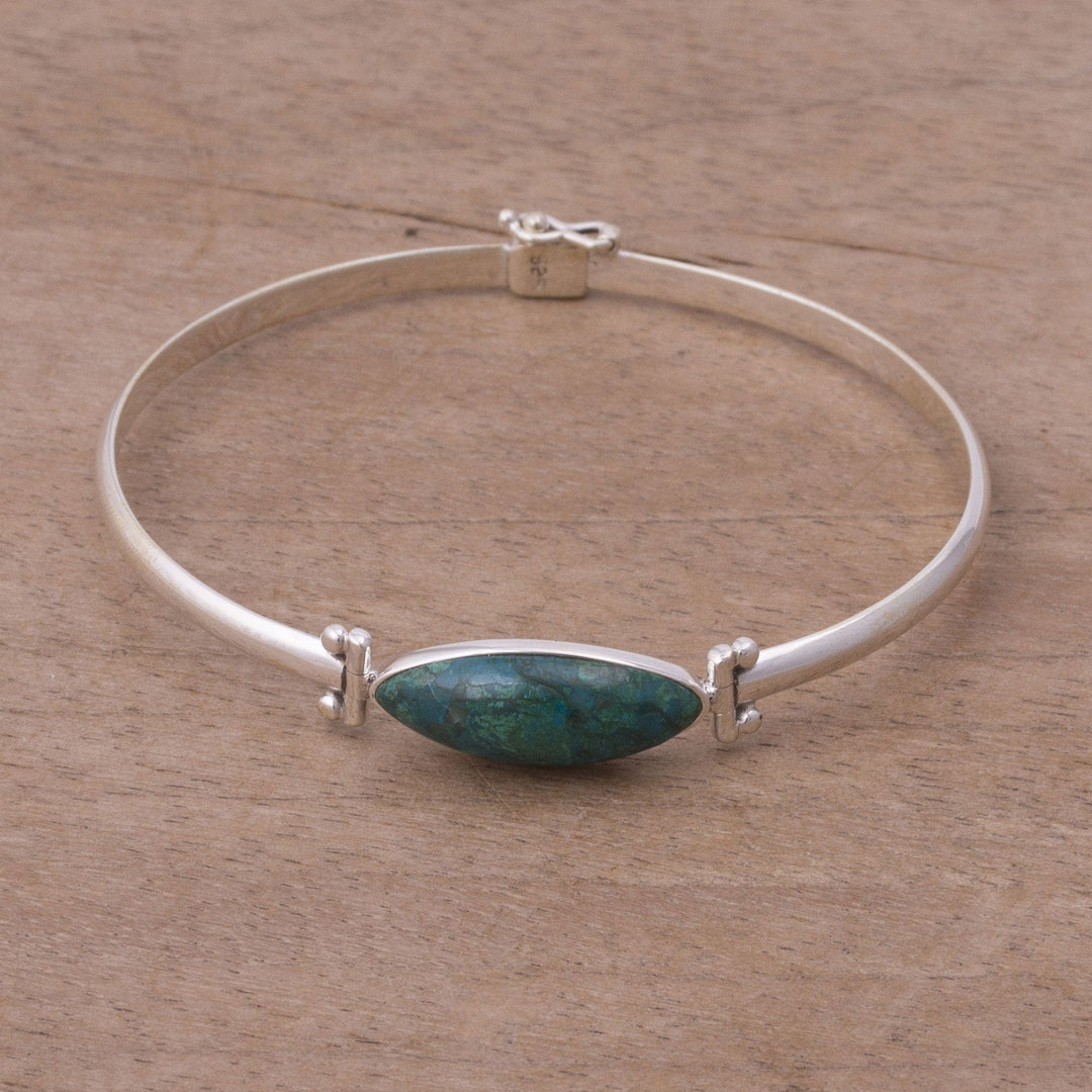 Chrysocolla and Sterling Silver Pendant Bracelet - Eternal Gaze