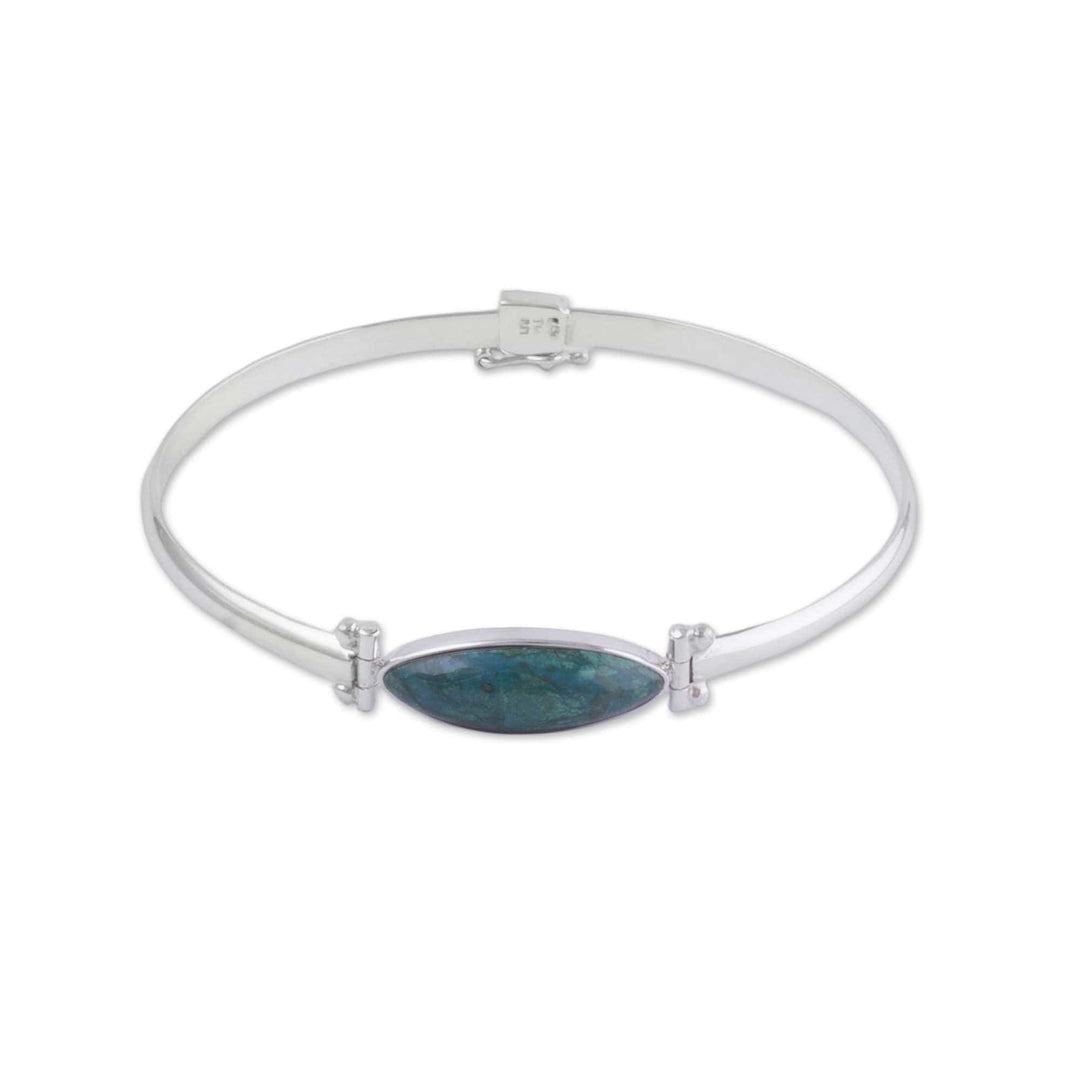 Chrysocolla and Sterling Silver Pendant Bracelet - Eternal Gaze