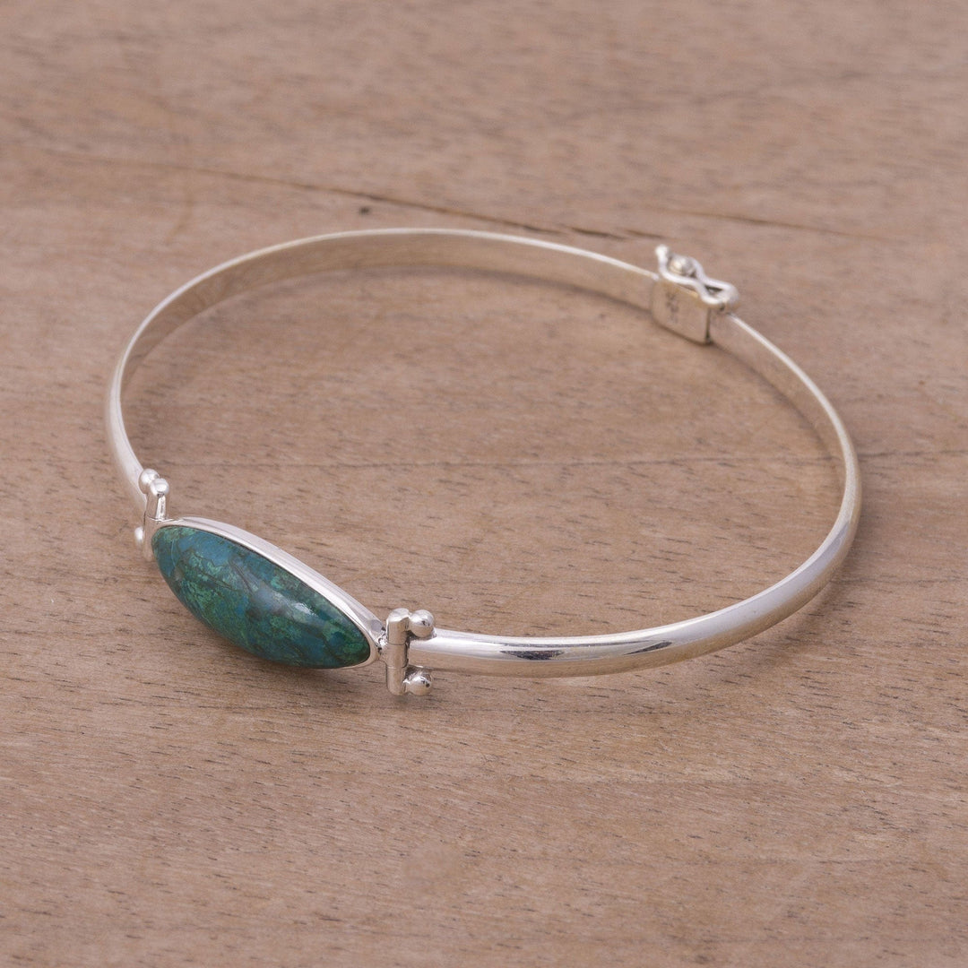 Chrysocolla and Sterling Silver Pendant Bracelet - Eternal Gaze