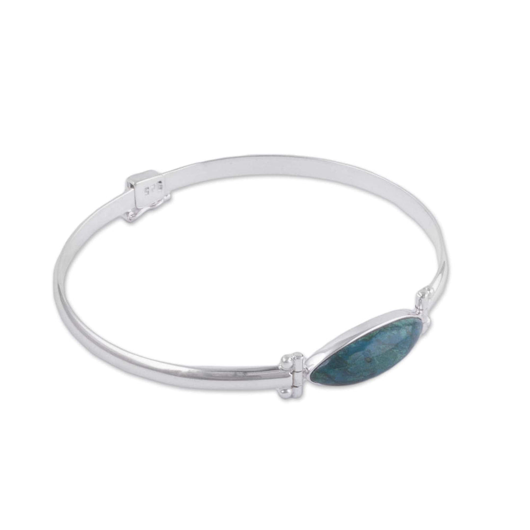 Chrysocolla and Sterling Silver Pendant Bracelet - Eternal Gaze