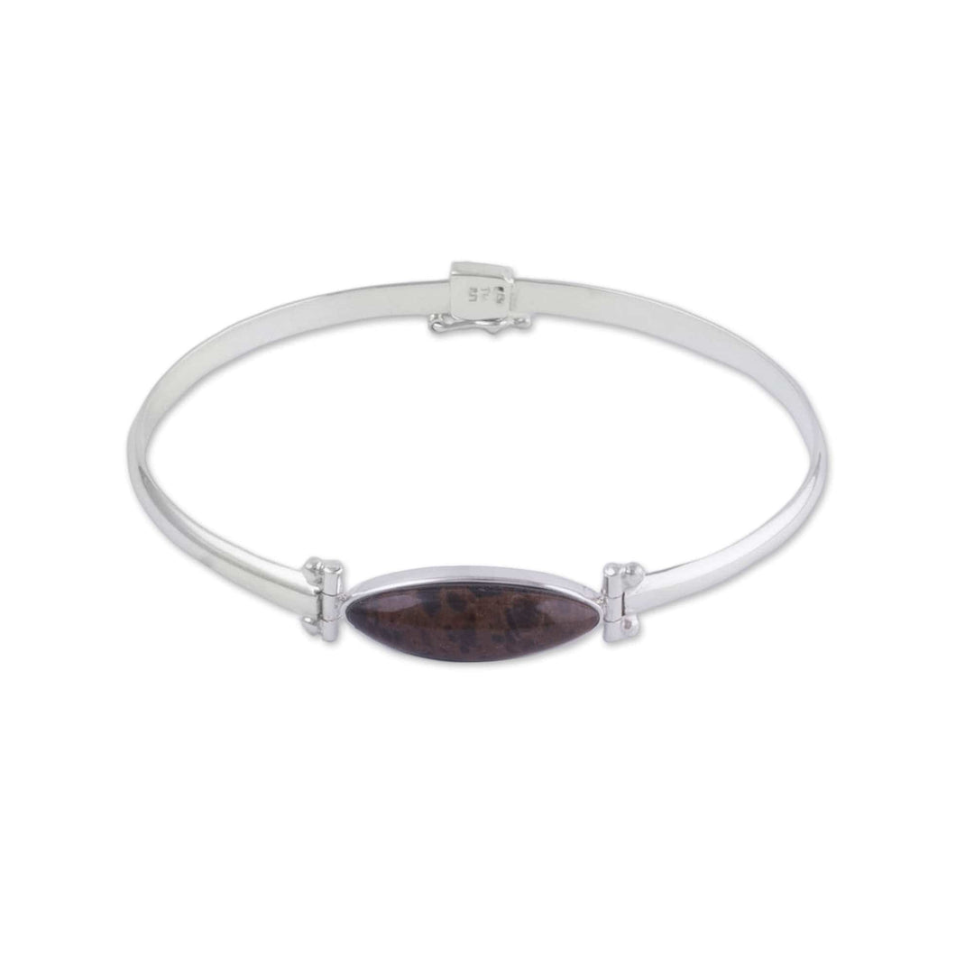 Mahogany Obsidian and Sterling Silver Bangle Bracelet - Eternal Gaze