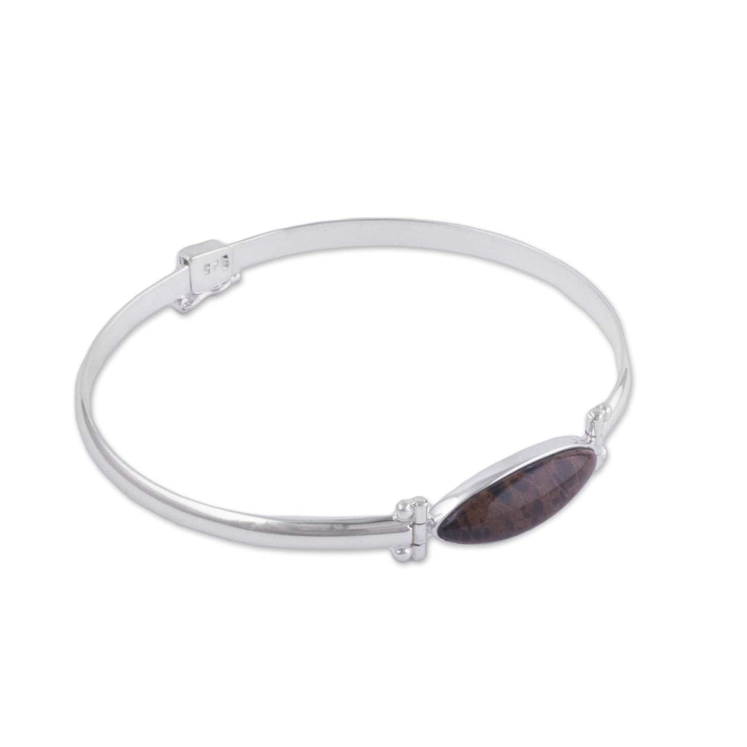 Mahogany Obsidian and Sterling Silver Bangle Bracelet - Eternal Gaze