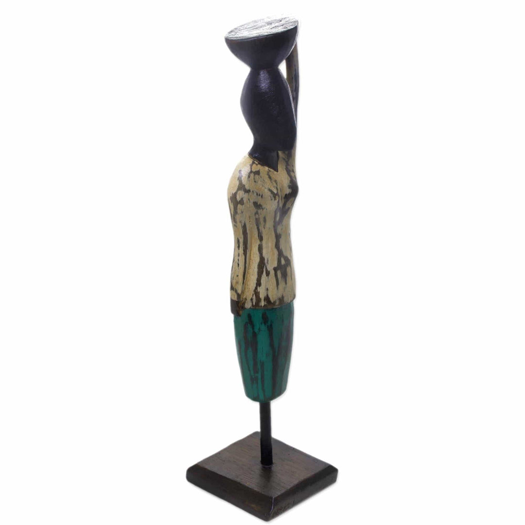 Hand Carved Albesia Wood Abstract Woman Statuette from Bali - Bali Endeavor