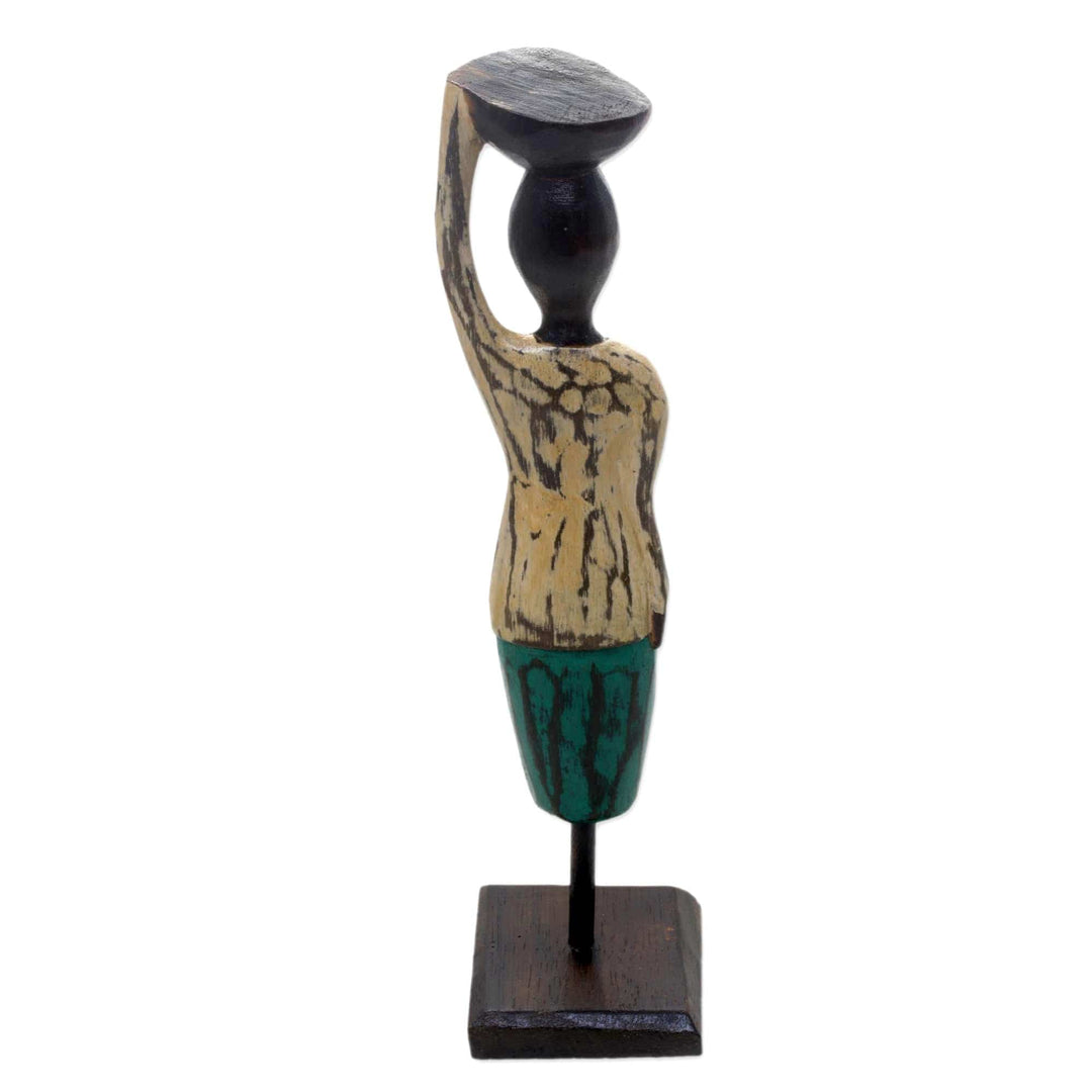 Hand Carved Albesia Wood Abstract Woman Statuette from Bali - Bali Endeavor