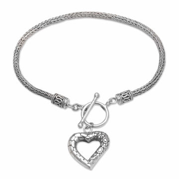 Sterling Silver Heart Charm Bracelet Crafted in Bali - Love Is Complex