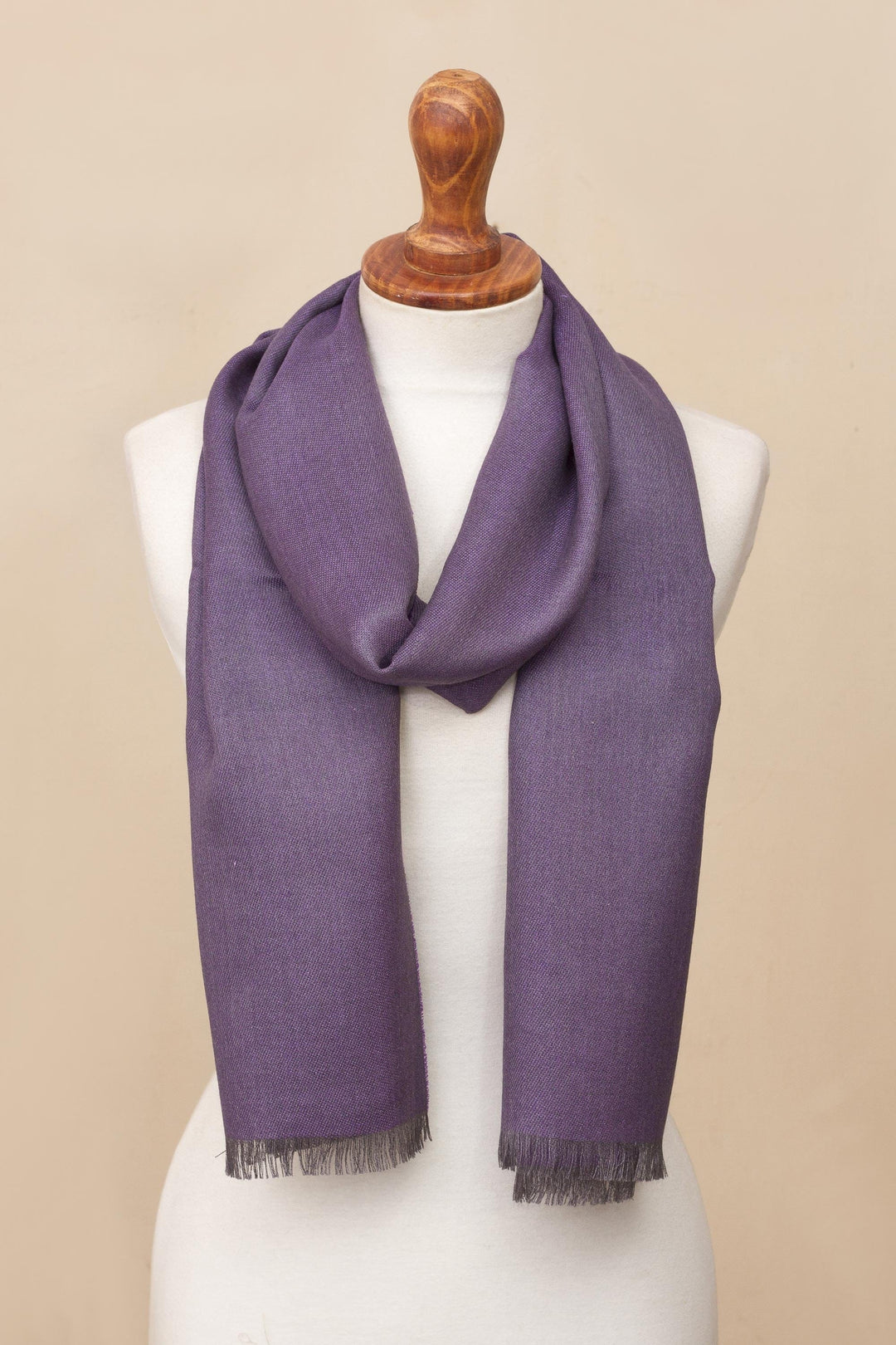 Baby Alpaca and Silk Blend Plum and Grey Reversible Scarf - Options in Plum