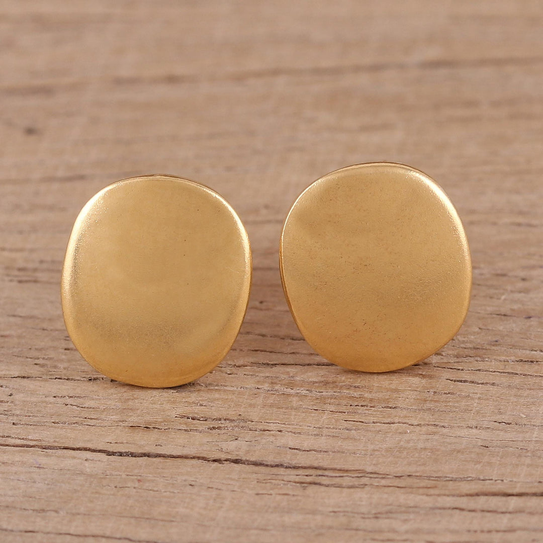 Handmade 22k Gold Plated Sterling Silver Stud Earrings - Vibrant Buttons
