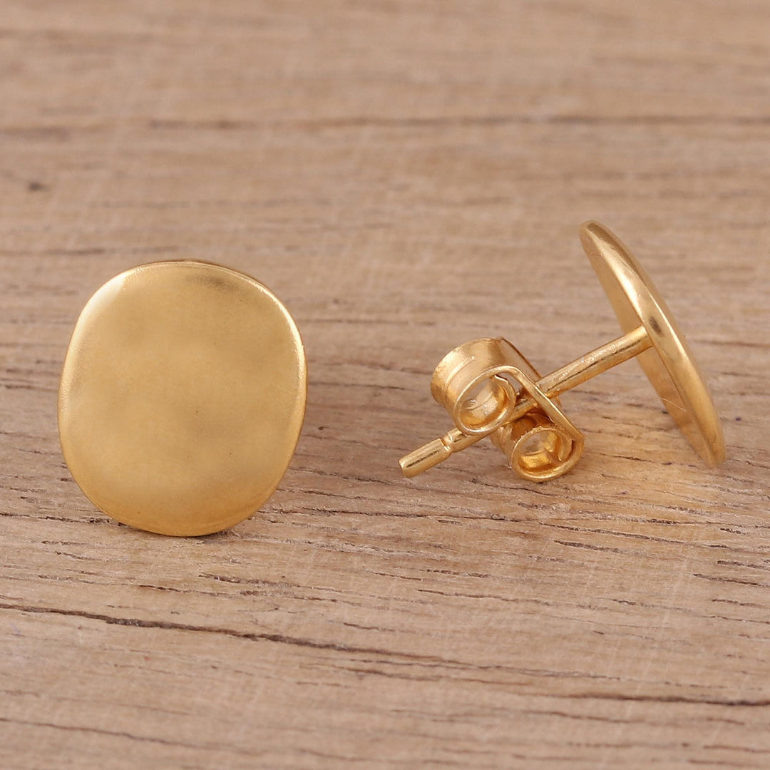 Handmade 22k Gold Plated Sterling Silver Stud Earrings - Vibrant Buttons