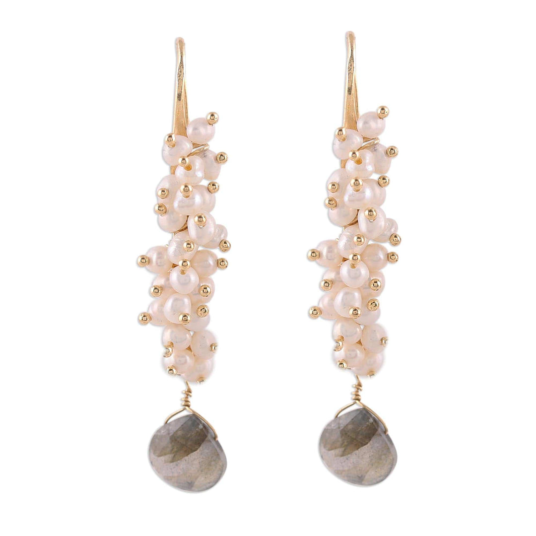 Handmade 22k Gold Plated Sterling Silver Gemstone Earrings - Classic Cluster