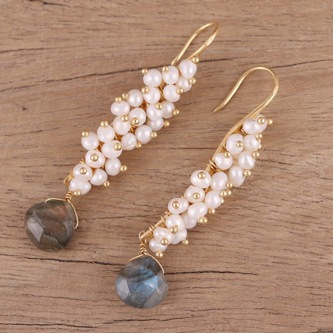 Handmade 22k Gold Plated Sterling Silver Gemstone Earrings - Classic Cluster