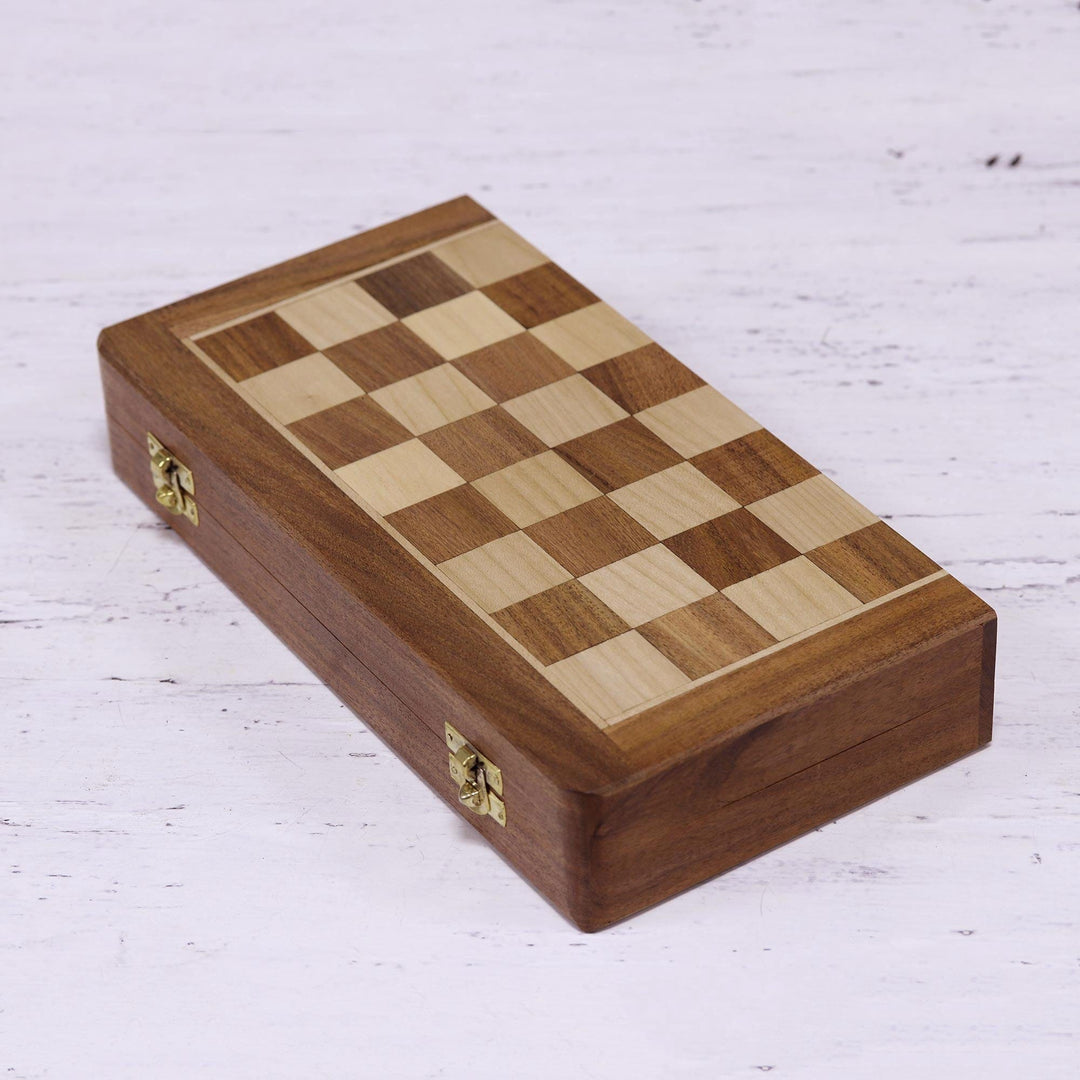 Acacia and Kadam Wood Chess Set with Playing Pieces - Royal Delight