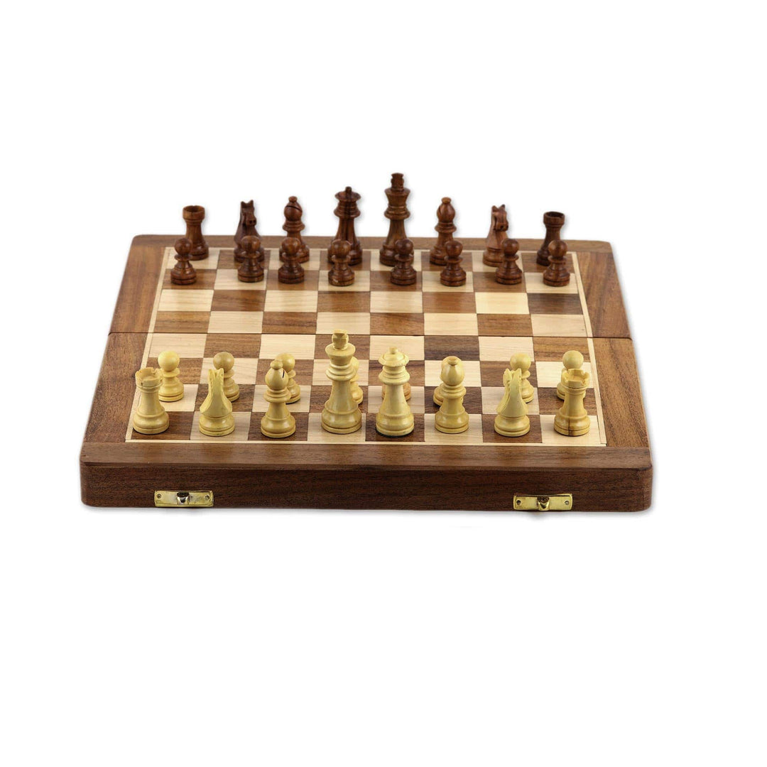 Acacia and Kadam Wood Chess Set with Playing Pieces - Royal Delight