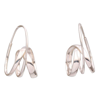 Modern Sterling Silver Hoop Earrings from Bali - Modern Curls