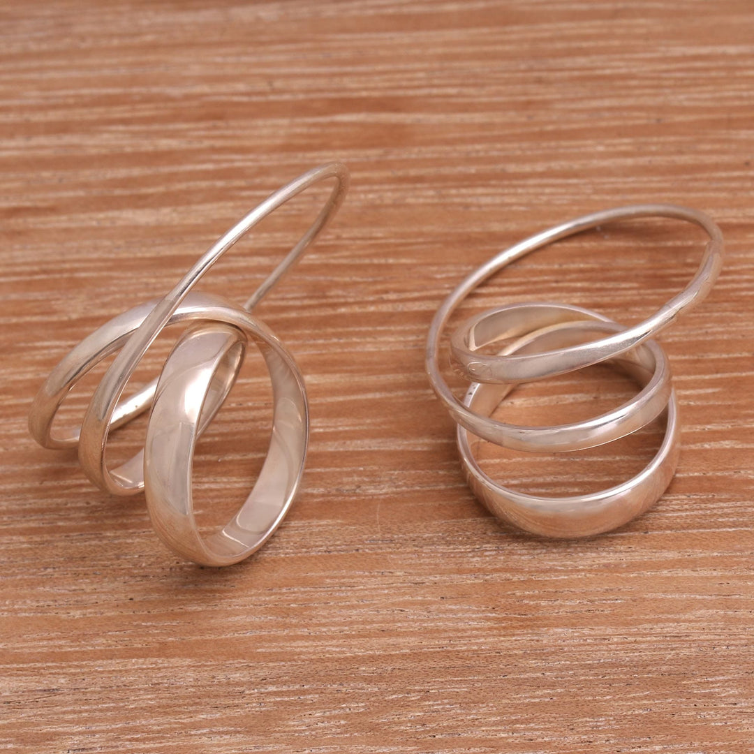 Modern Sterling Silver Hoop Earrings from Bali - Modern Curls