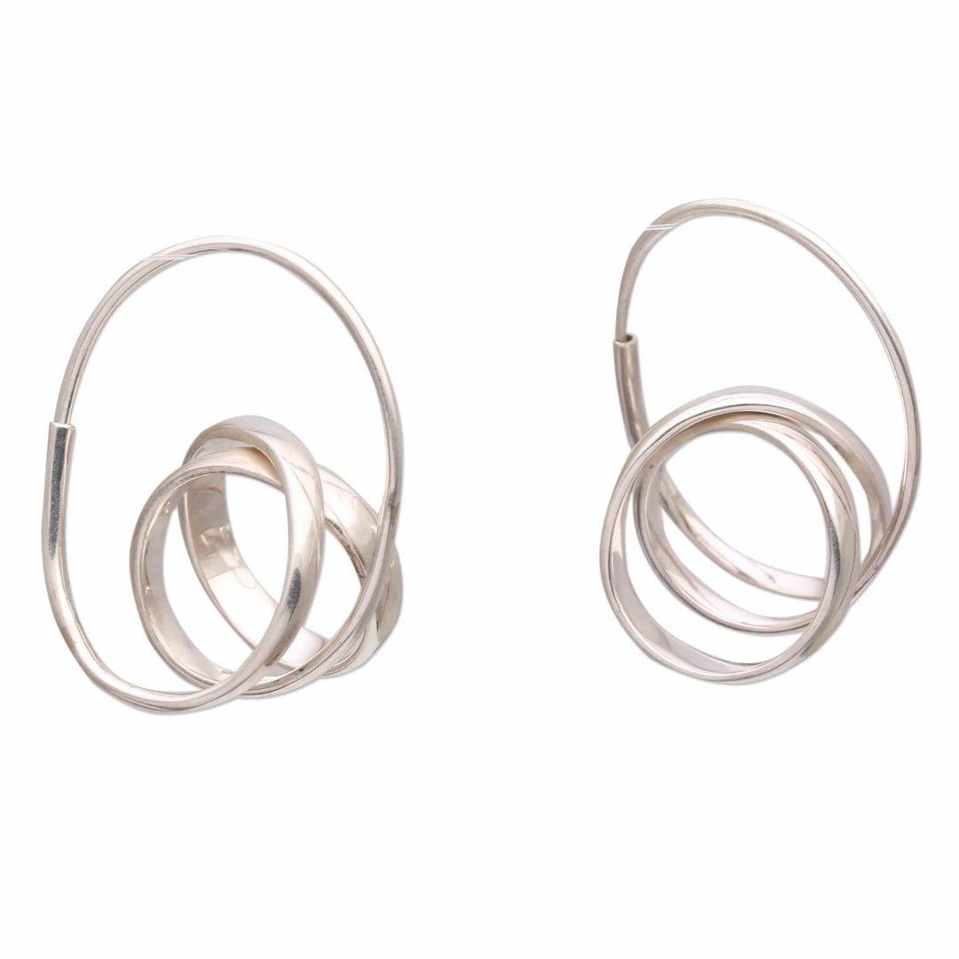 Modern Sterling Silver Hoop Earrings from Bali - Modern Curls