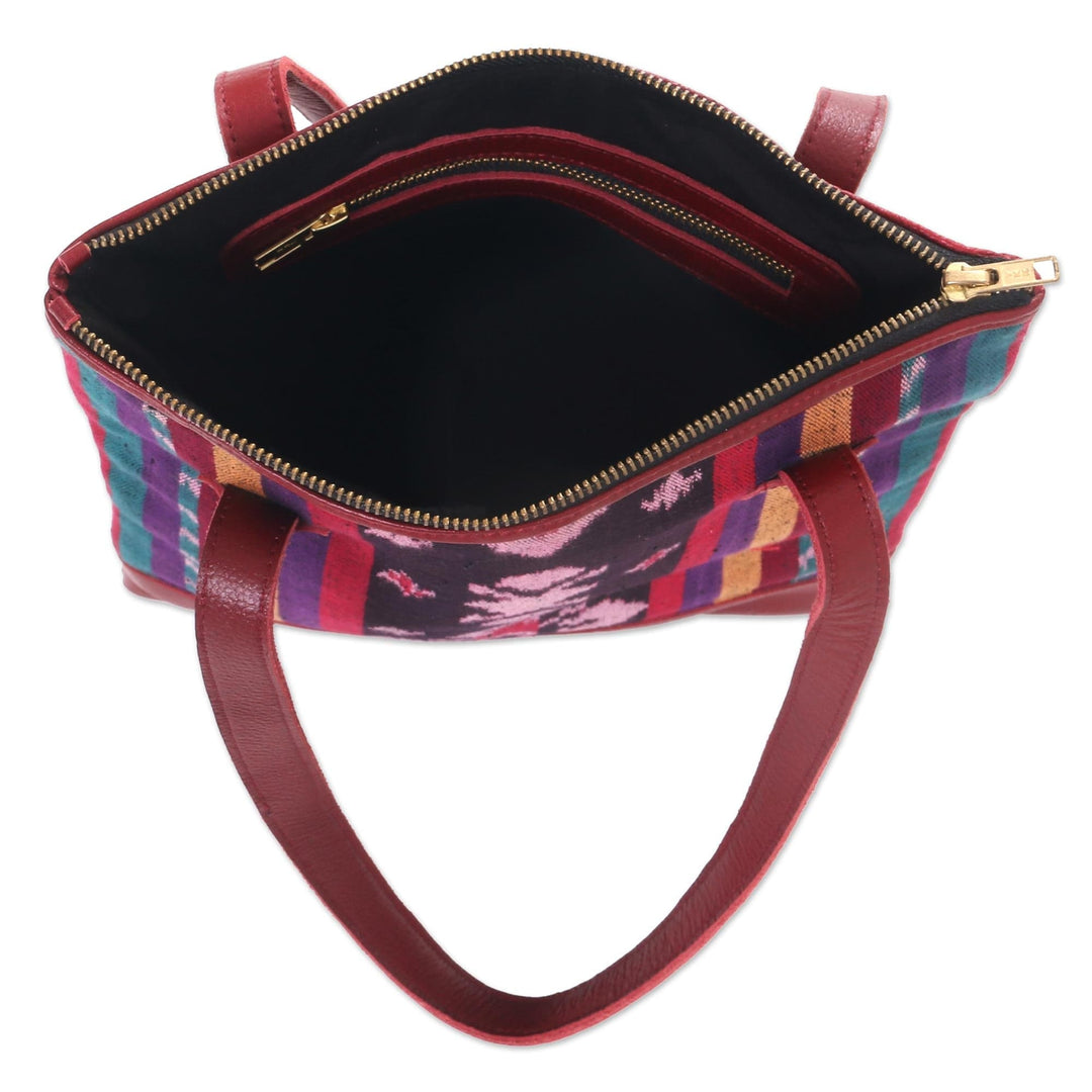 Handcrafted Jepara Ikat Leather Accent Cotton Shoulder Bag - Jepara Weave