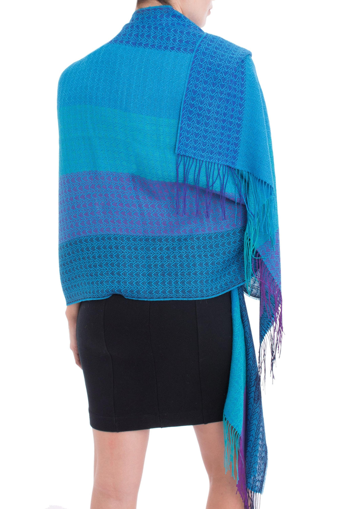 Hand Woven Striped Alpaca Blend Shawl from Peru - Serene Beauty