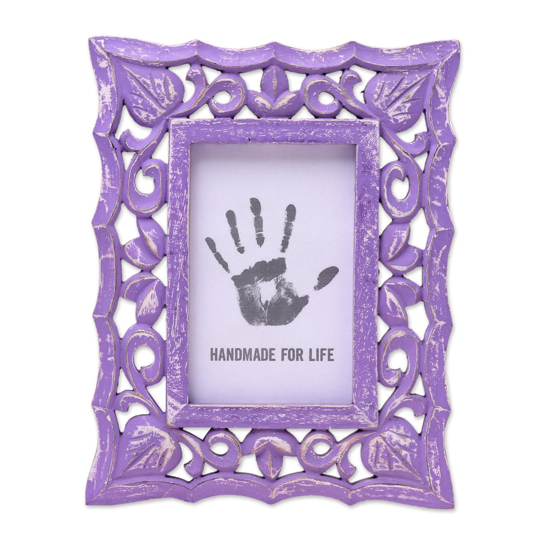 Lilac Purple Shabby Chic Mango Wood Photo Frame 4x6 Inch - Purple Bliss