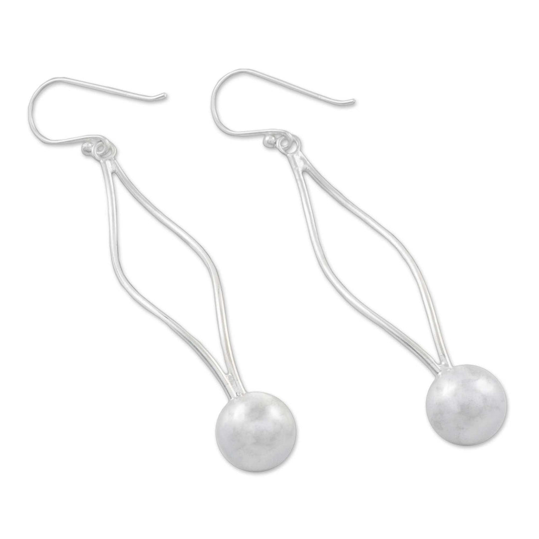 Sterling Silver Pendulum Dangle Earrings from Thailand - Shining Pendulum