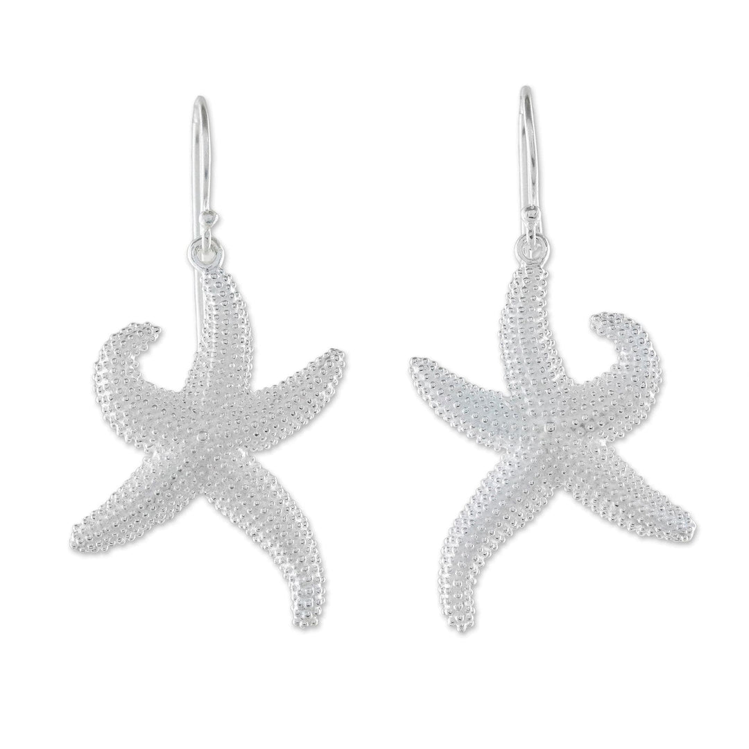 Sterling Silver Starfish Dangle Earrings from Thailand - Dancing Starfish