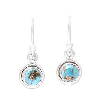 Sterling Silver and Blue Composite Turquoise Earrings - Adorable Moon in Blue
